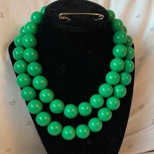 Vibrant Green Double-Strand Bead Necklace - Women's Jewelry